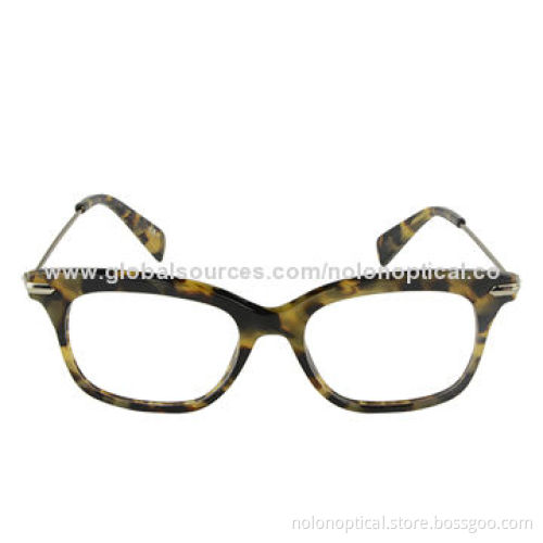 Reading Glasses, Brown Tort, Yellow Thin Metal Arms, Designer Optical Frames
